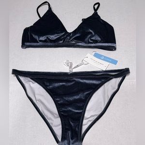 New Cupshe Blue Velvet Bikini Sz L